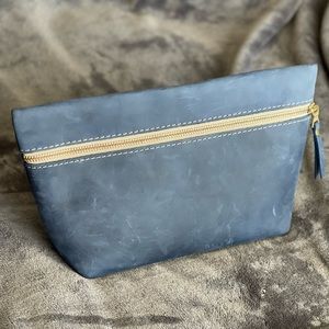 Deep water blue large makeup bag